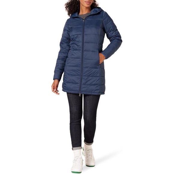 Women's Water-Resistant Packable Hooded Puffer Coat Plus Size Warm Lightweight - Picture 1 of 8